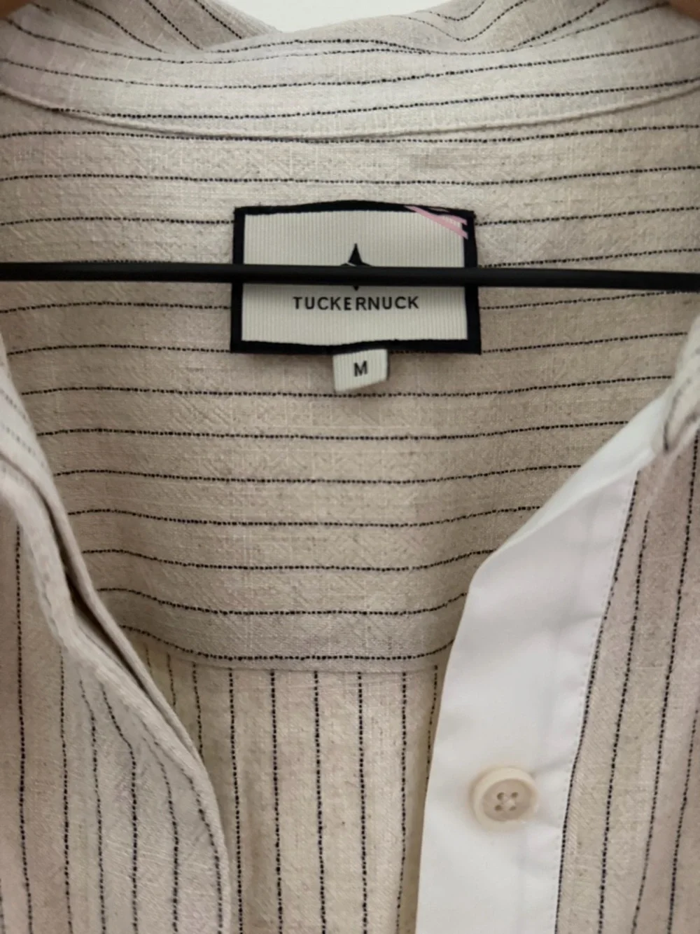 Tuckernuck Cream & Black Pinstripe Button-Front Shirt Dress Kate - Picture 6 of 8